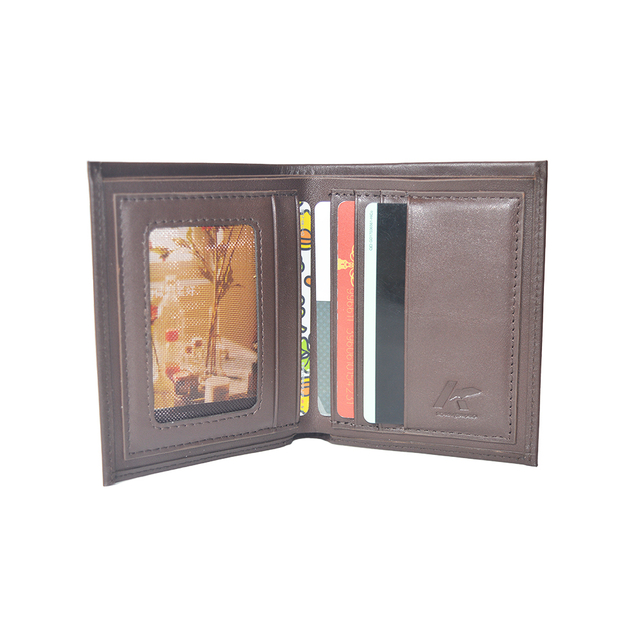 Men Slim Wallet Minimalist Bifold Design Brown Leather Wallet in Gift Box