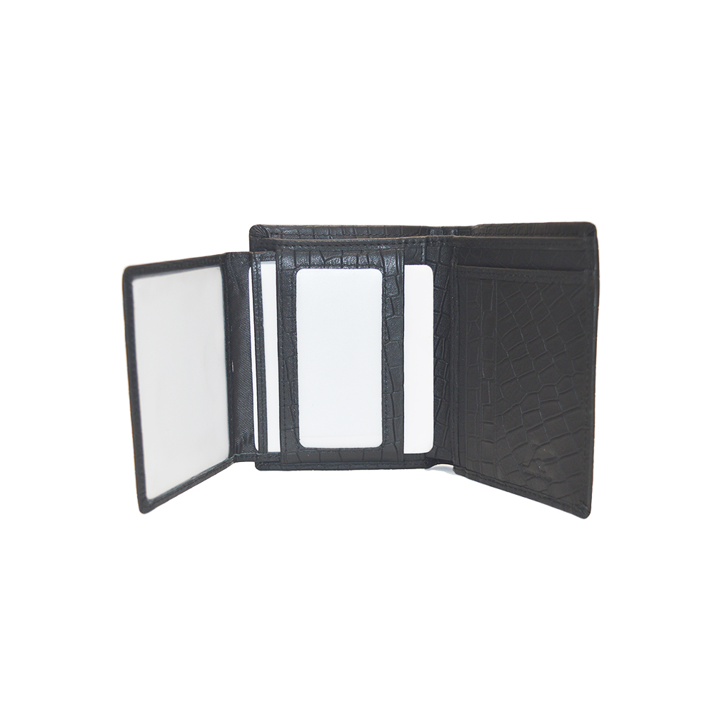 Men Multi-Card Short Black Crocodile Clutch Wallet