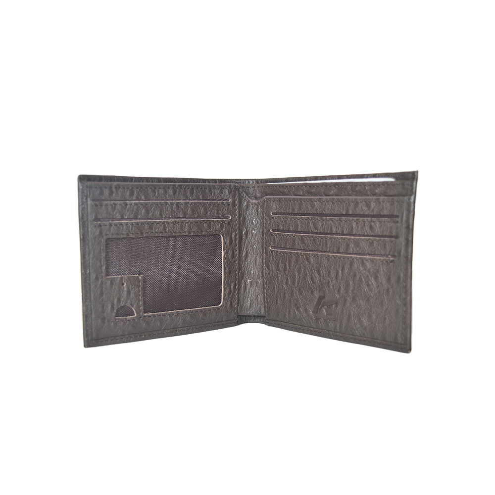 Brown Ostrich Leather Wallet Thin Minimalist Bifold Design Small Wallet Purse