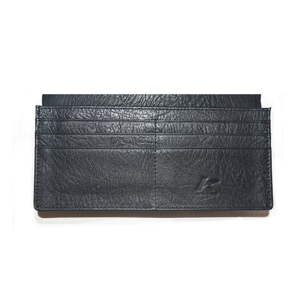 Unisex Genuine Leather Simple Wallet Black Bifold Long Wallet