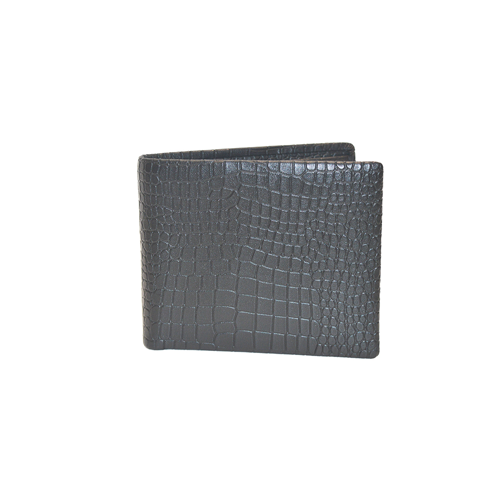 Black Crocodile Clutch Wallet Slim Minimalist Bifold Wallet with 4 Card Slots Cash Pockets