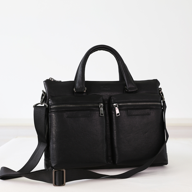 Men's Genuine Leather Briefcase 15 Inch Laptop Case Business Work Multiple Pockets Messenger Shoulder Bag