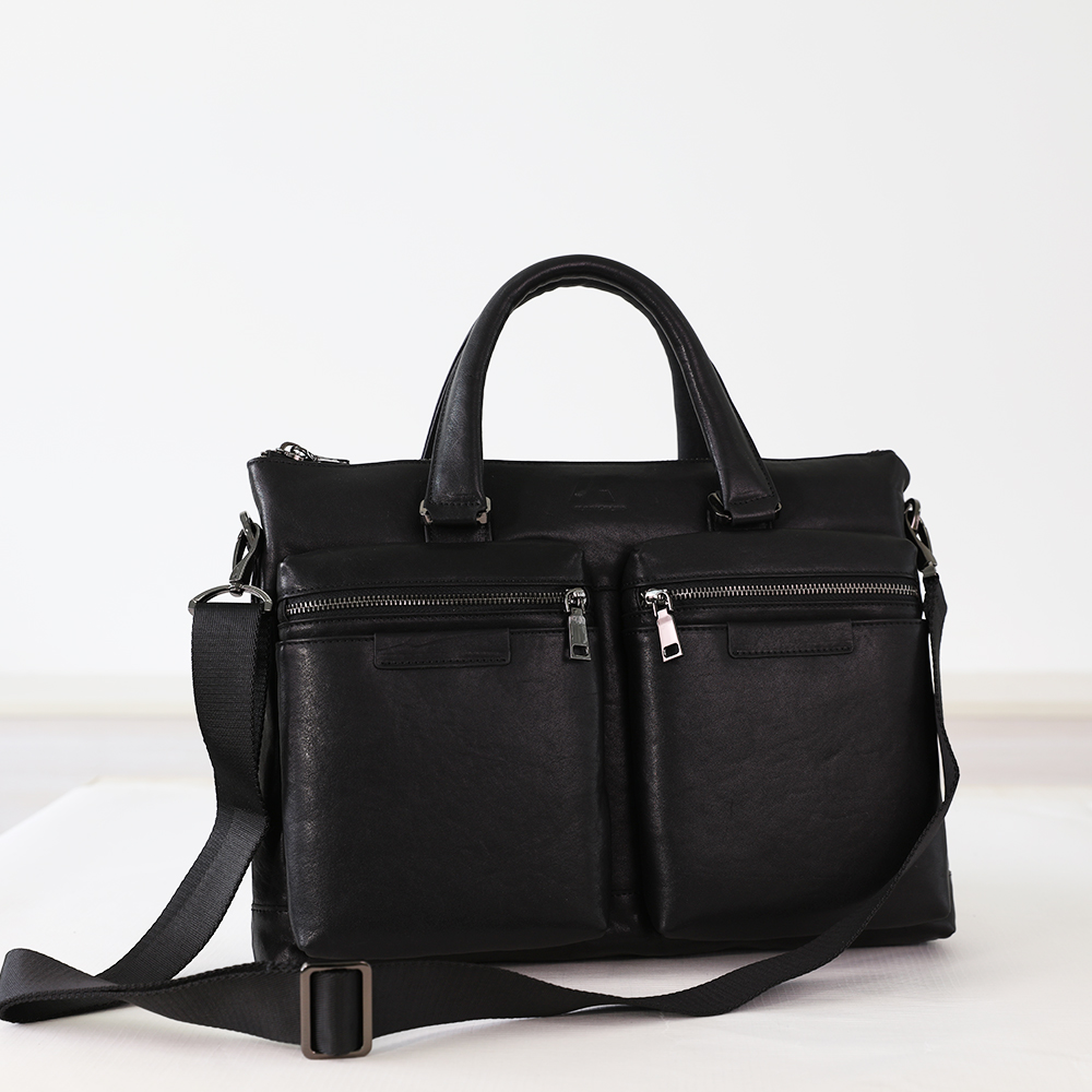 Men's Genuine Leather Briefcase 15 Inch Laptop Case Business Work Multiple Pockets Messenger Shoulder Bag