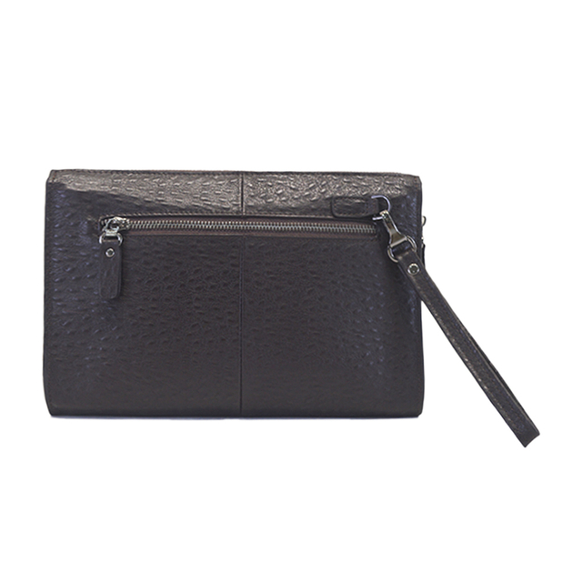 Men Wristlet Clutch Bag Brown Handbag Ostrich Leather Wallet