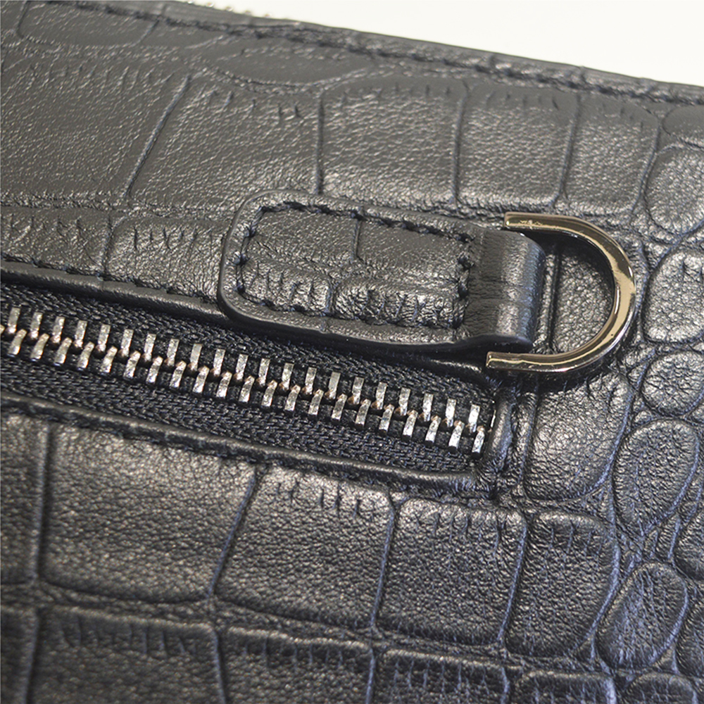 Wristlet Wallet Black Crocodile Leather Clutch Purses for Men Women