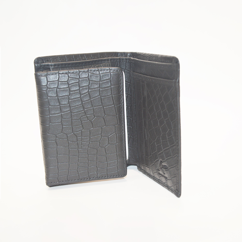 Men Multi-Card Short Black Crocodile Clutch Wallet