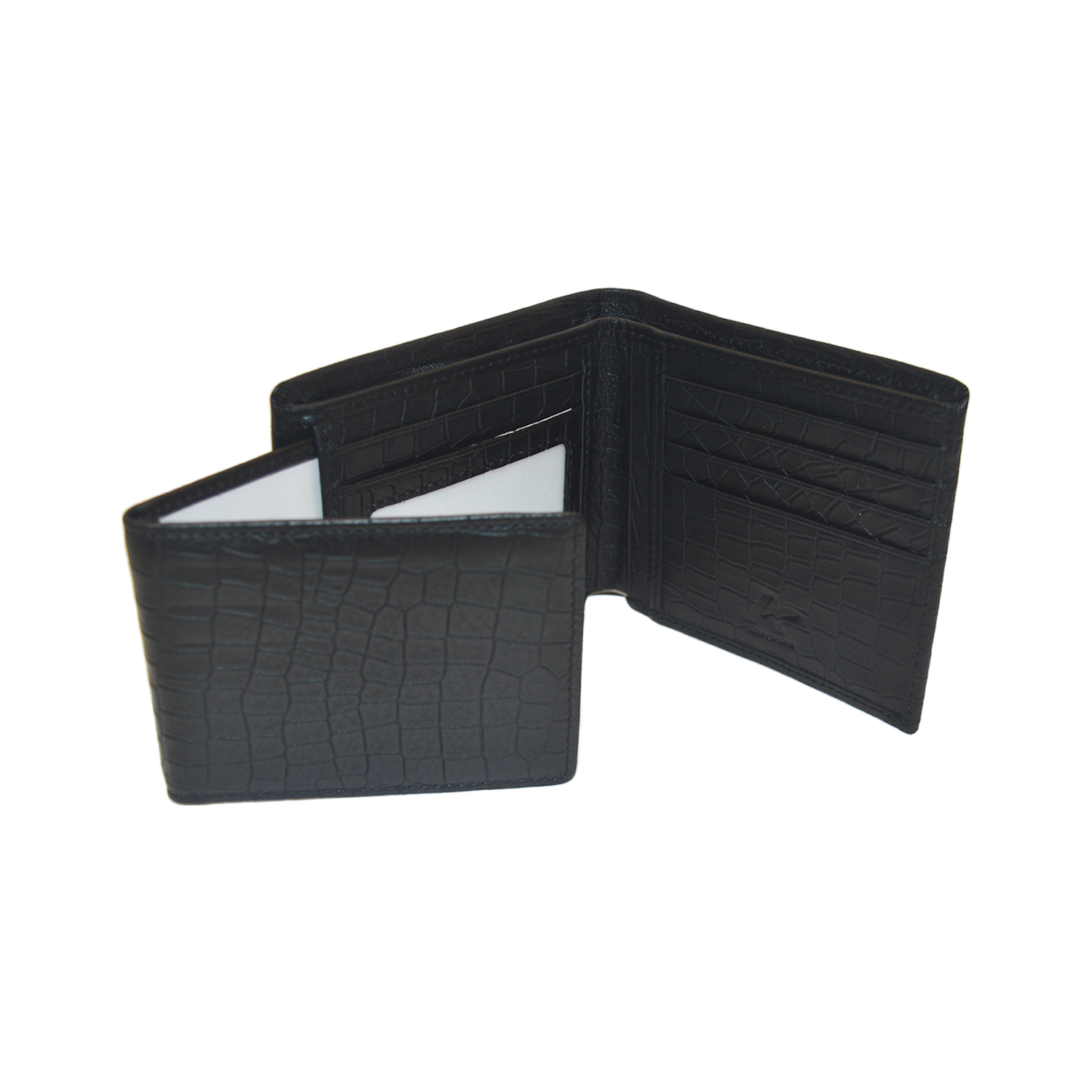 Men‘s Genuine Leather Wallet Black Bifold Crocodile Clutch Wallet