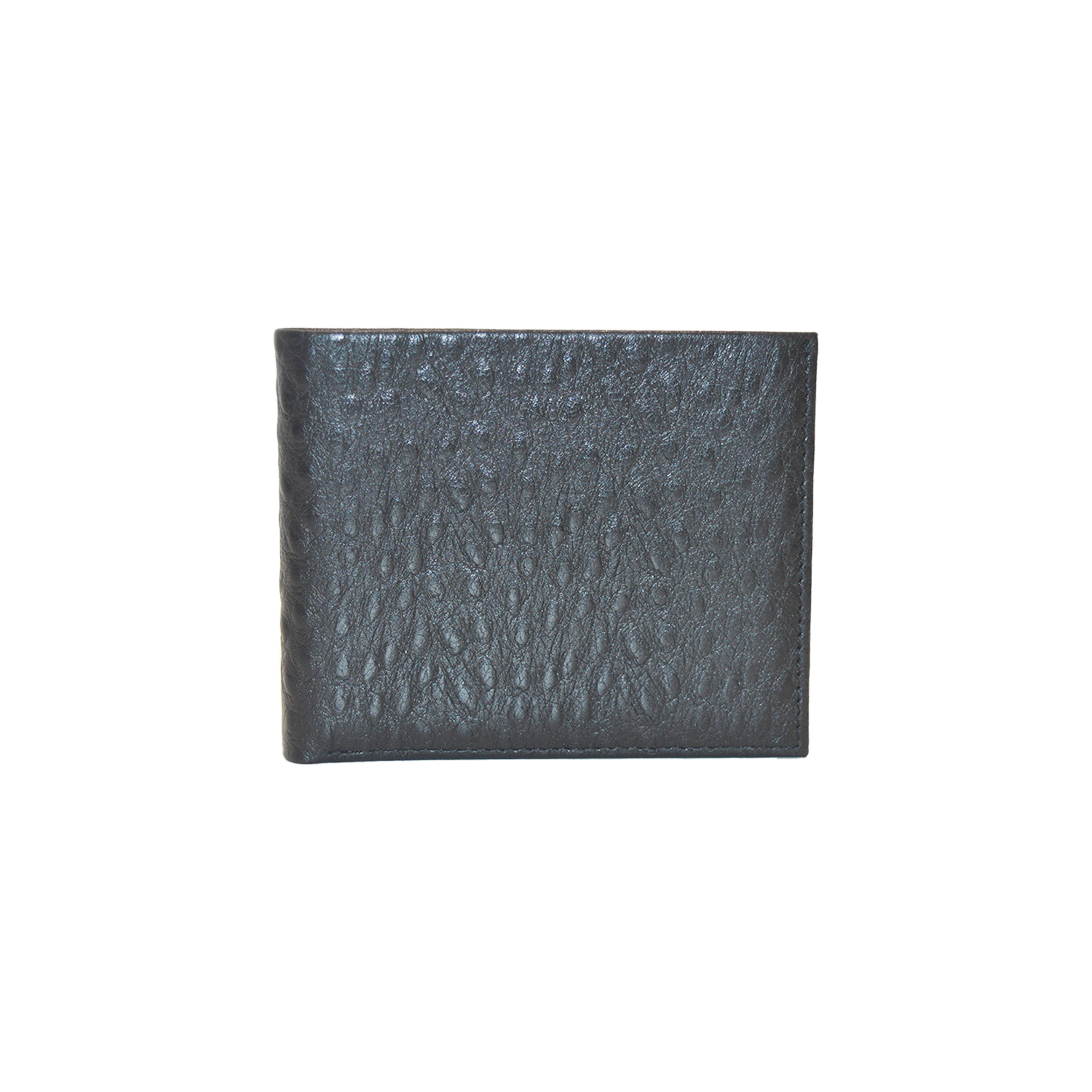 Mens Womens Ultra Slim Soft Black Ostrich Leather Minimalist Wallet