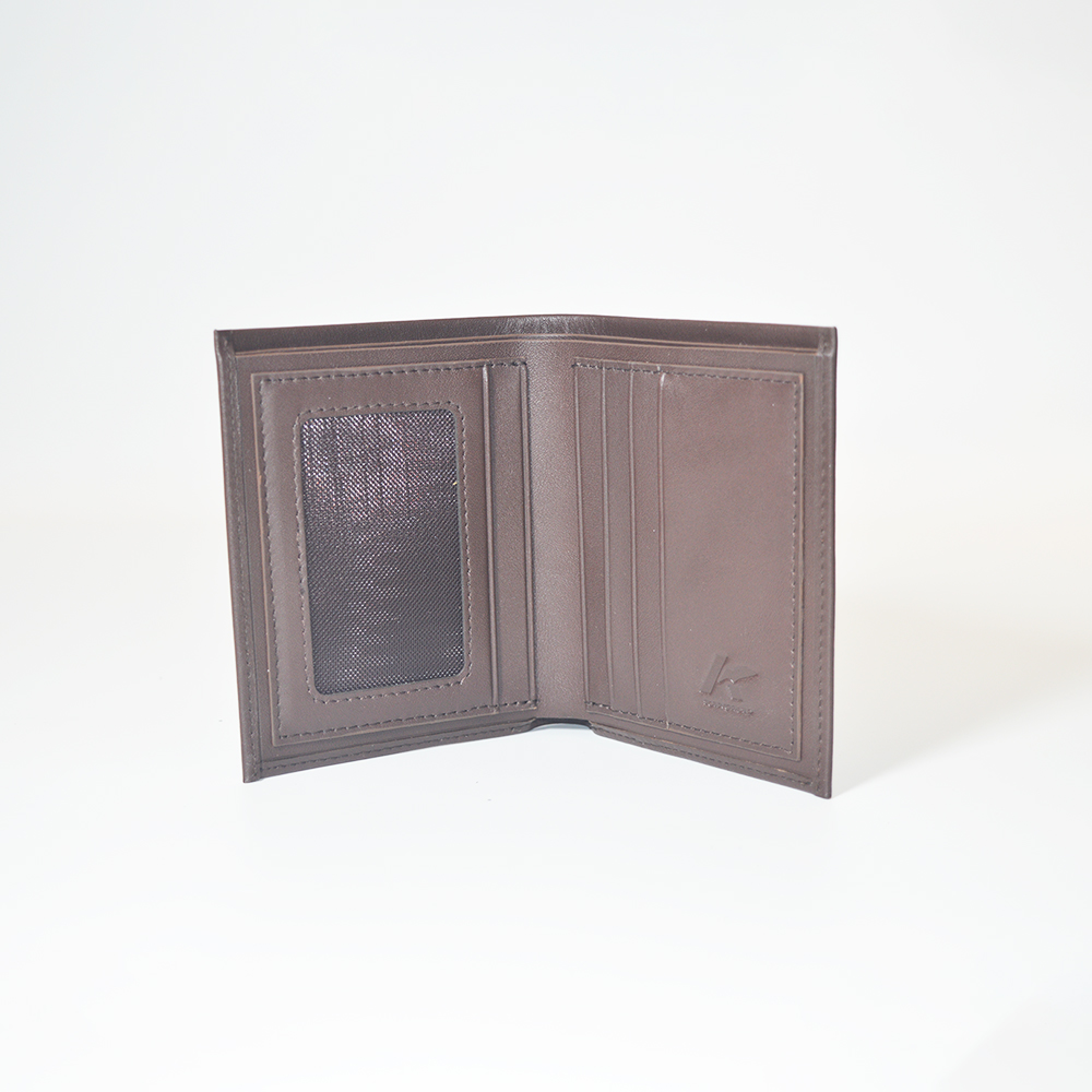 Men Slim Wallet Minimalist Bifold Design Brown Leather Wallet in Gift Box