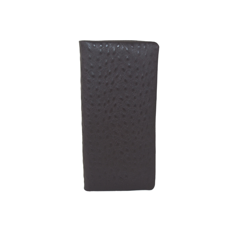Mens Ultra Slim Profile Soft Bifold Brown Ostrich Leather Wallet for Card