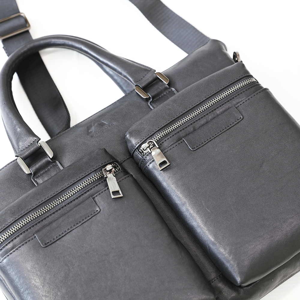 Men's Genuine Leather Briefcase 15 Inch Laptop Case Business Work Multiple Pockets Messenger Shoulder Bag
