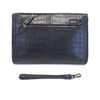 Wristlet Wallet Black Crocodile Leather Clutch Purses for Men Women