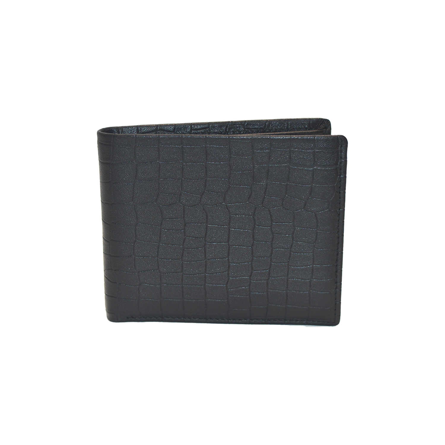 Men‘s Genuine Leather Wallet Black Bifold Crocodile Clutch Wallet
