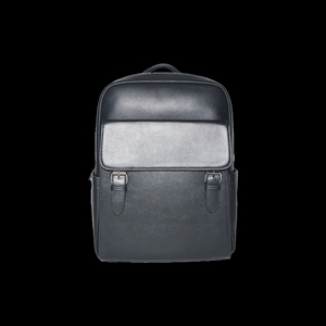 Black Leather Backpack with Big Compartments