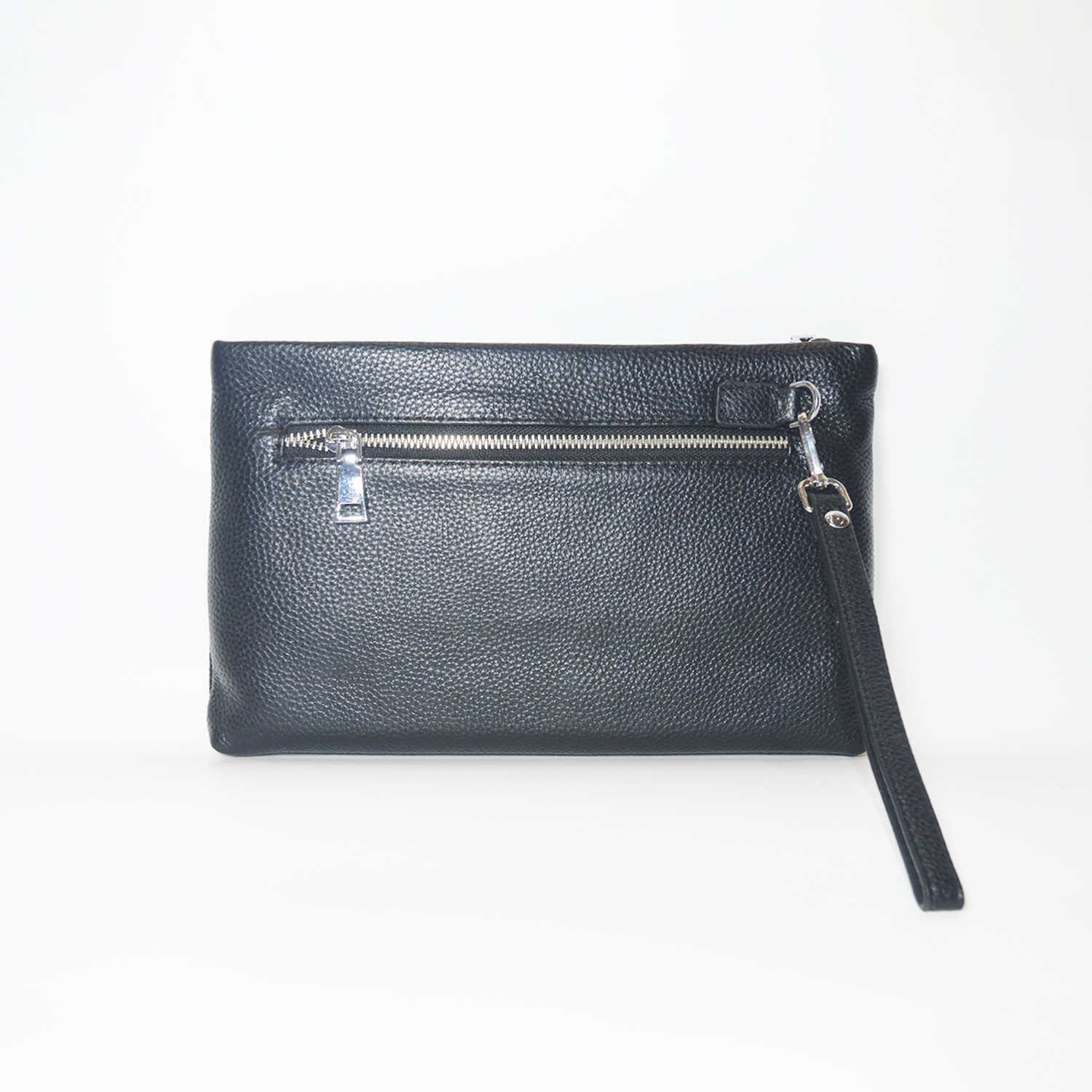 Men's Genuine Leather Clutch Bag Minimalist Business Wrist Wallet Purse with Zipper Card Slots