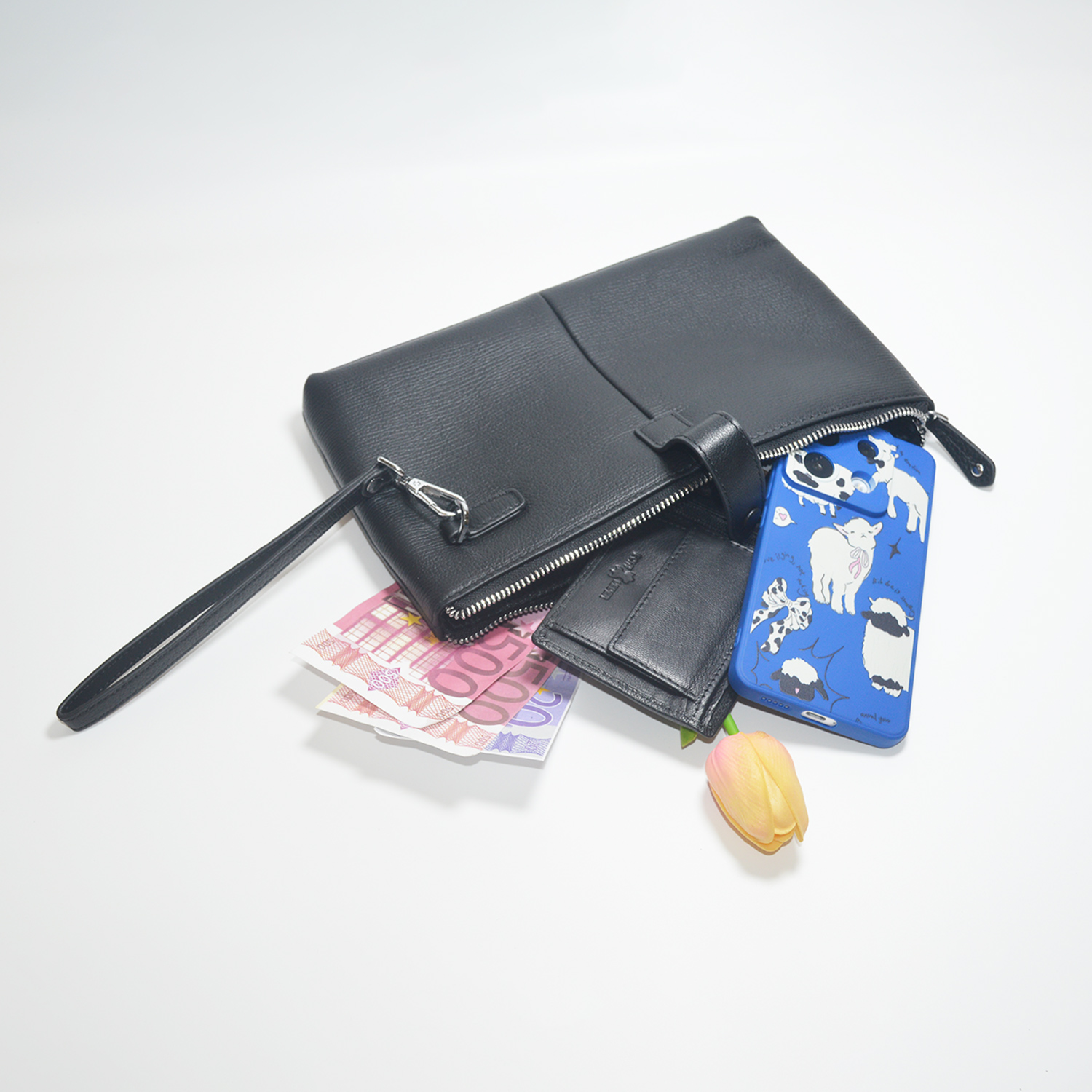 Mens Clutch Bag Purse Handbag 11 inches Slim Clutch Wallet