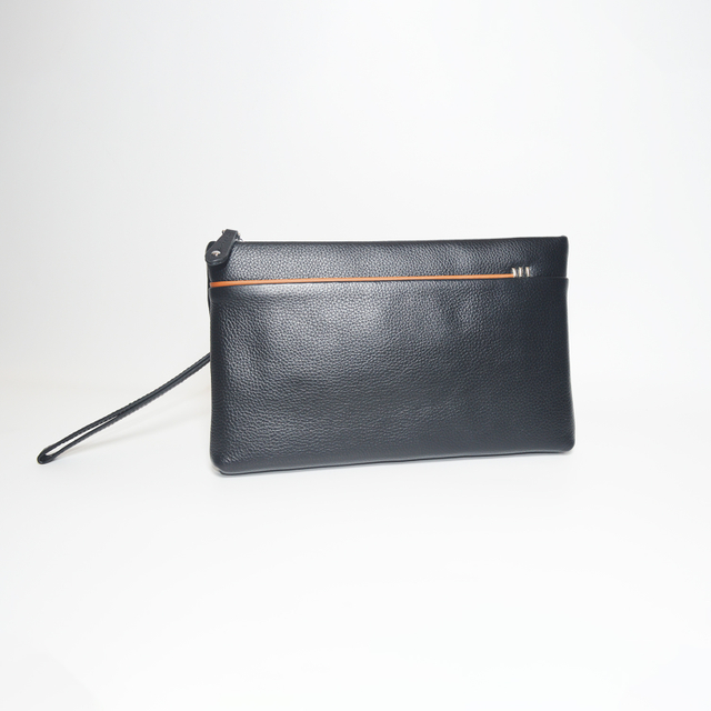 Genuine Cowhide Leather Men Clutch Purse Bag Business Wallet Clutch Phone Holder Handbag