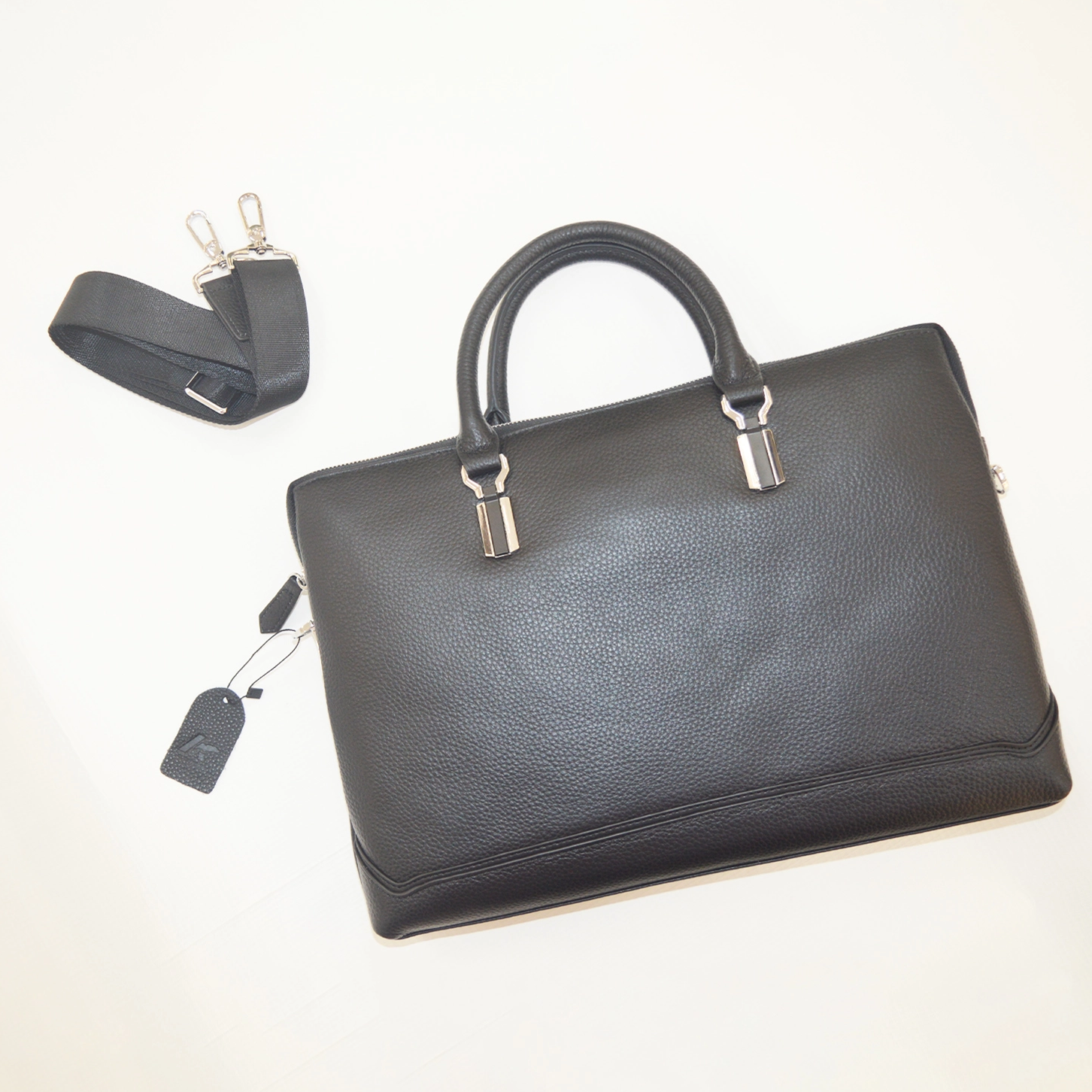Minimalist Genuine Leather Briefcase Business Laptop Bag Shoulder Bags Large Capacity Handbag with Adjustable Strap