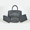 Soft Square-shaped Genuine Leather Weave Handbag Purse Wrist Bag