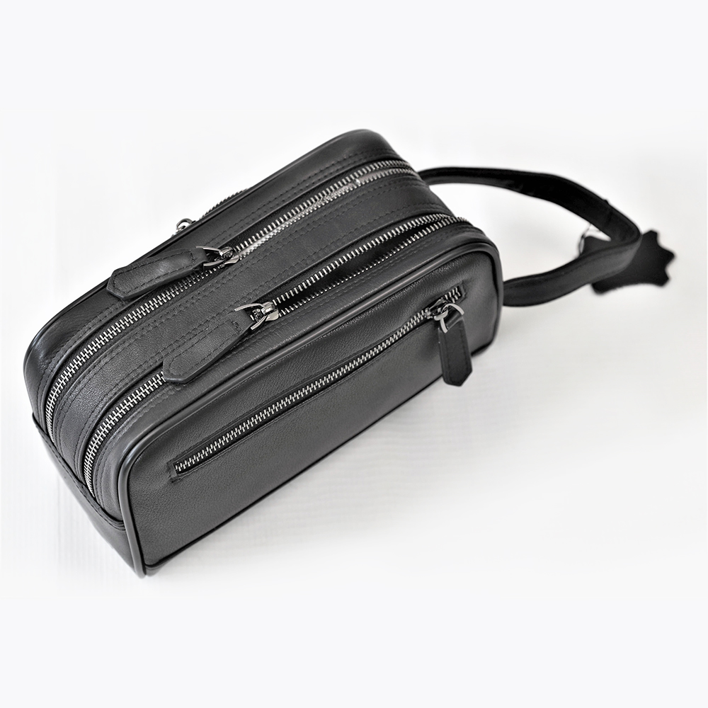 Genuine Leather Wristlet Clutch Handbag Multiple Component with Sturdy Handle