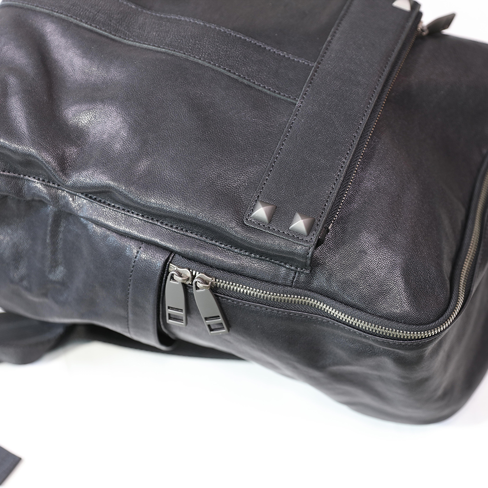 Rivet Finish Black Sheepskin Backpack