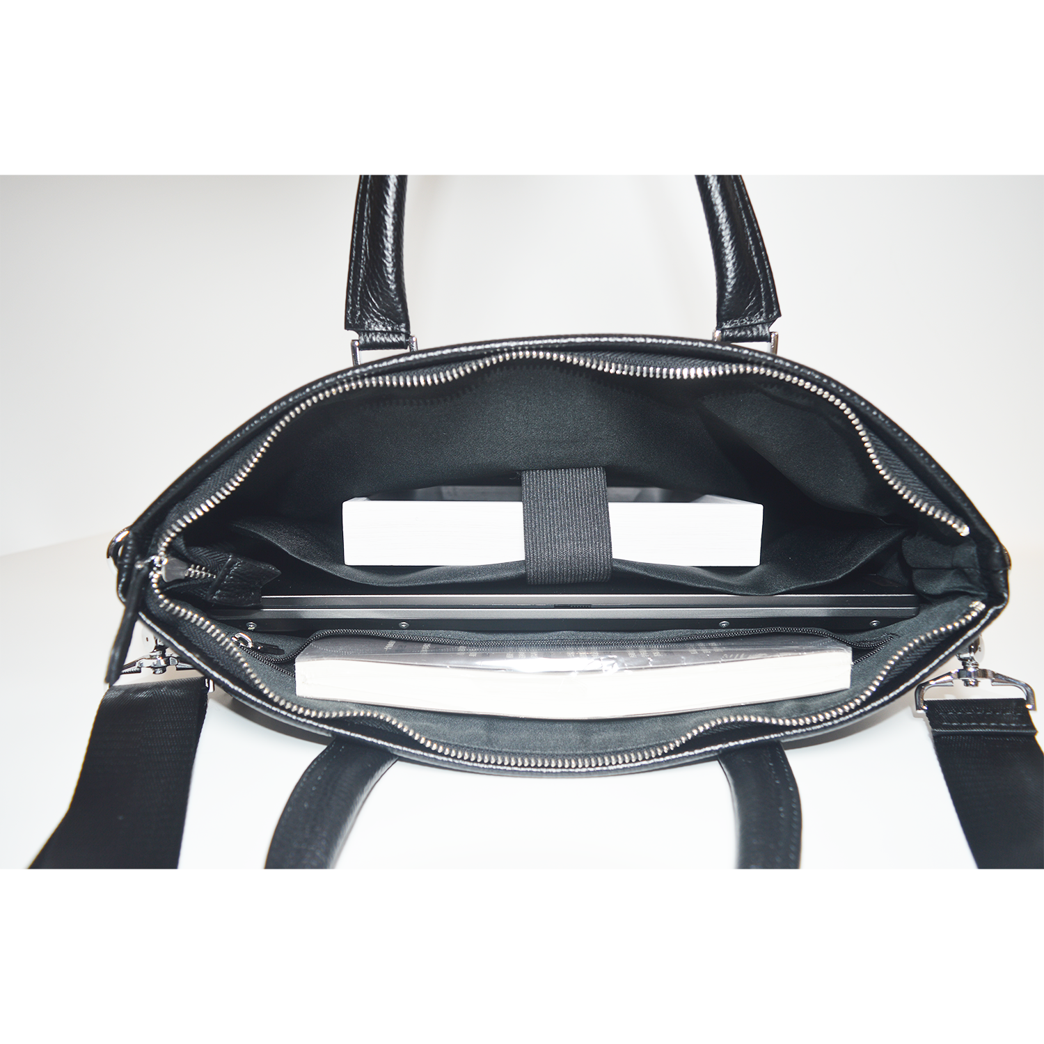 Black Custom Slim Executive Travel Bag Handbag Messager Bag Men's Genuine Leather Business Laptop Briefcase