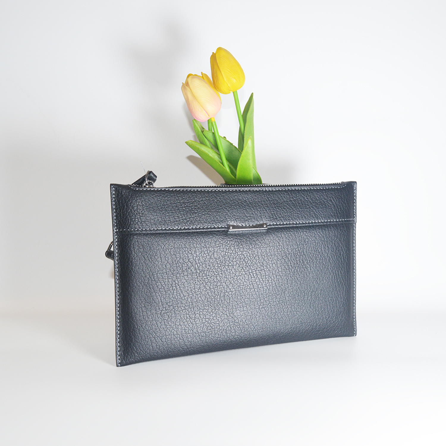Lightweight Clutch Bag Genuine Leather Purse Handbag Extra Slim HandBag Clutch Wallet for Men and Women