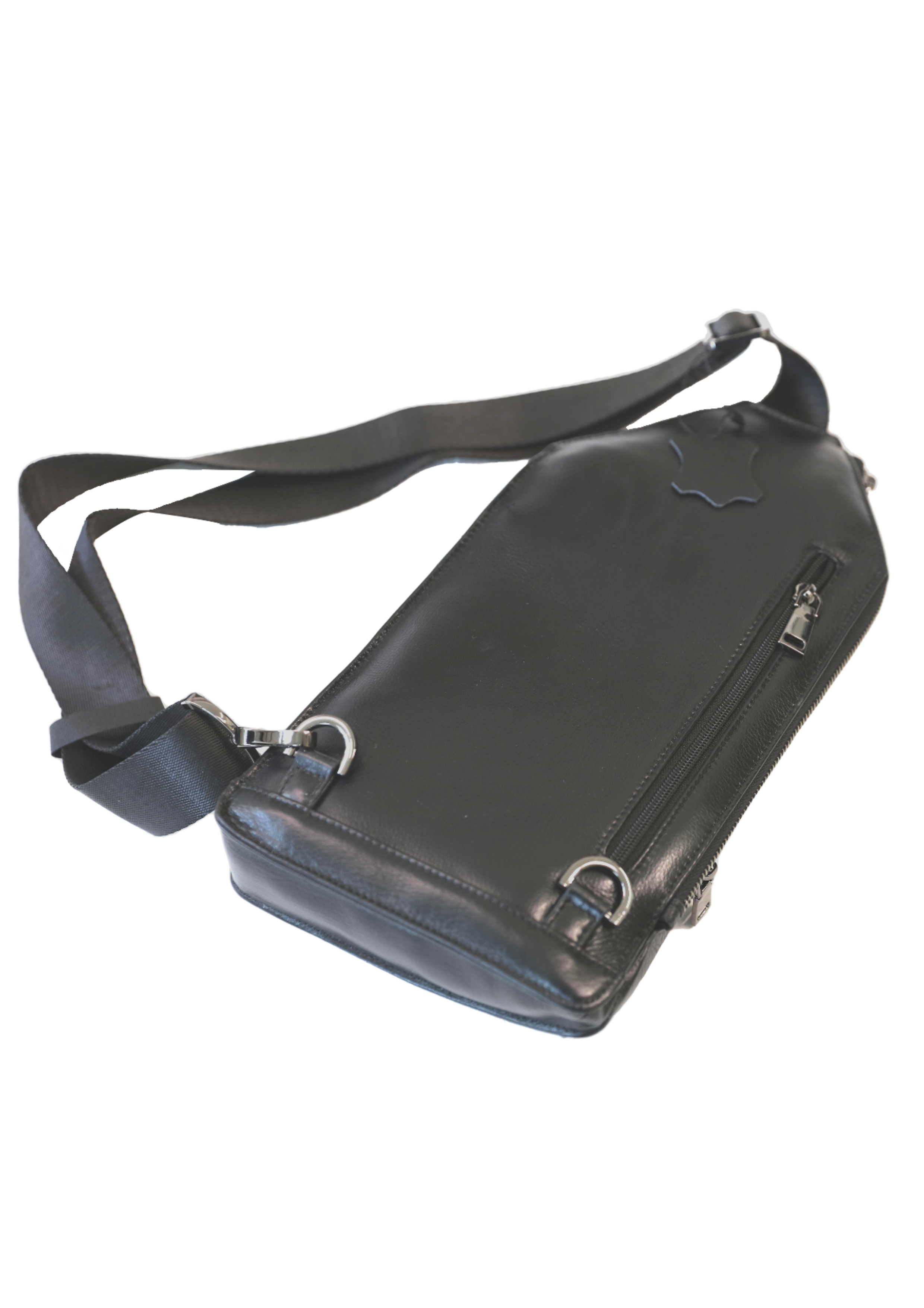 Genuine Leather Sling Bag Multiple Pockets Chest Bag