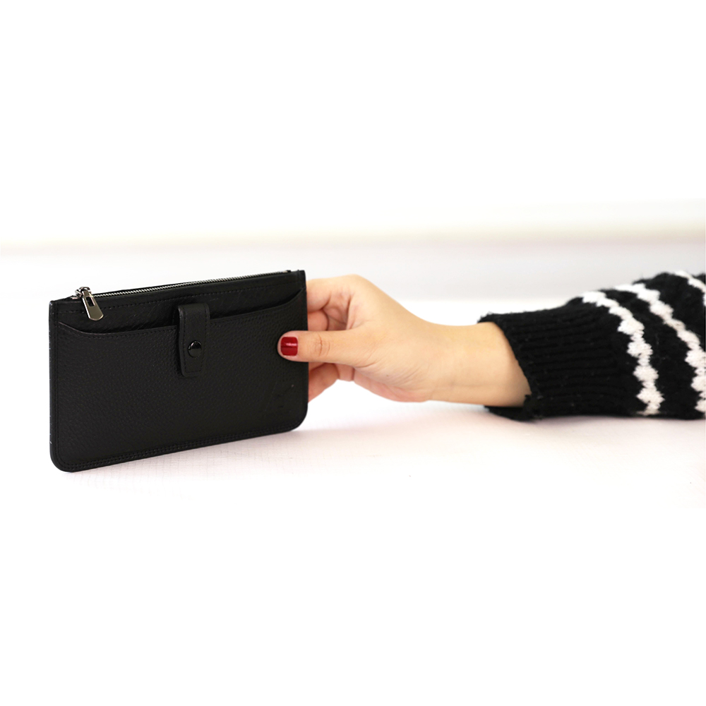 Soft Leather Lightweight Wallet with Buckle Pocket