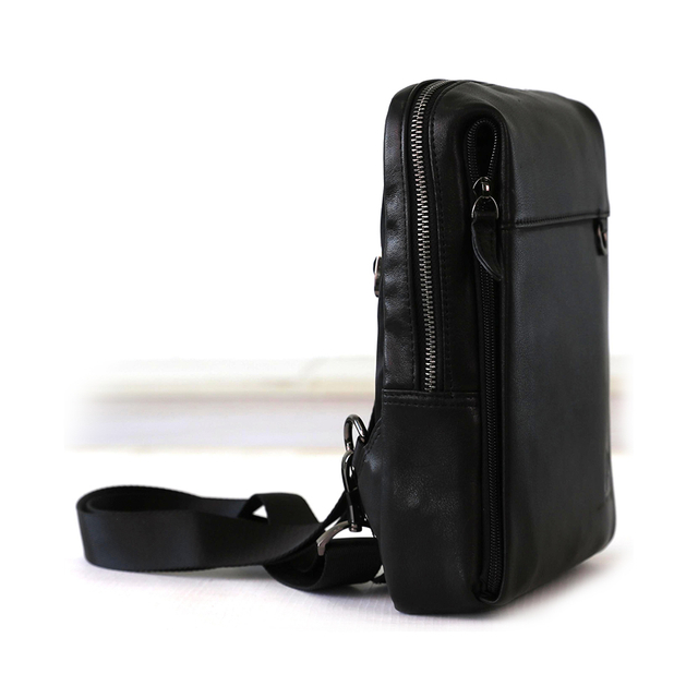 Small Genuine Leather Chest Shoulder Daypack Waterproof Square-shaped Crossbody Bag