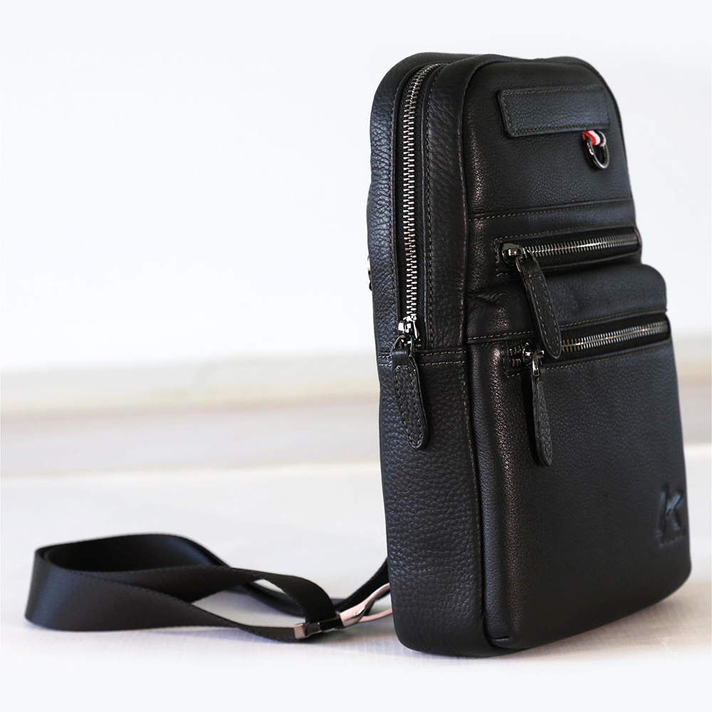Genuine Leather Sling Bag For Men Multipurpose Chest Crossbody Shoulder Small Daypack