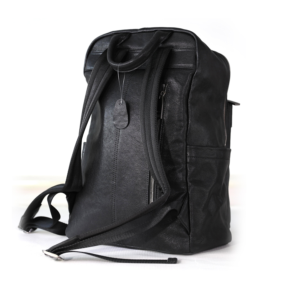 Rivet Finish Black Sheepskin Backpack