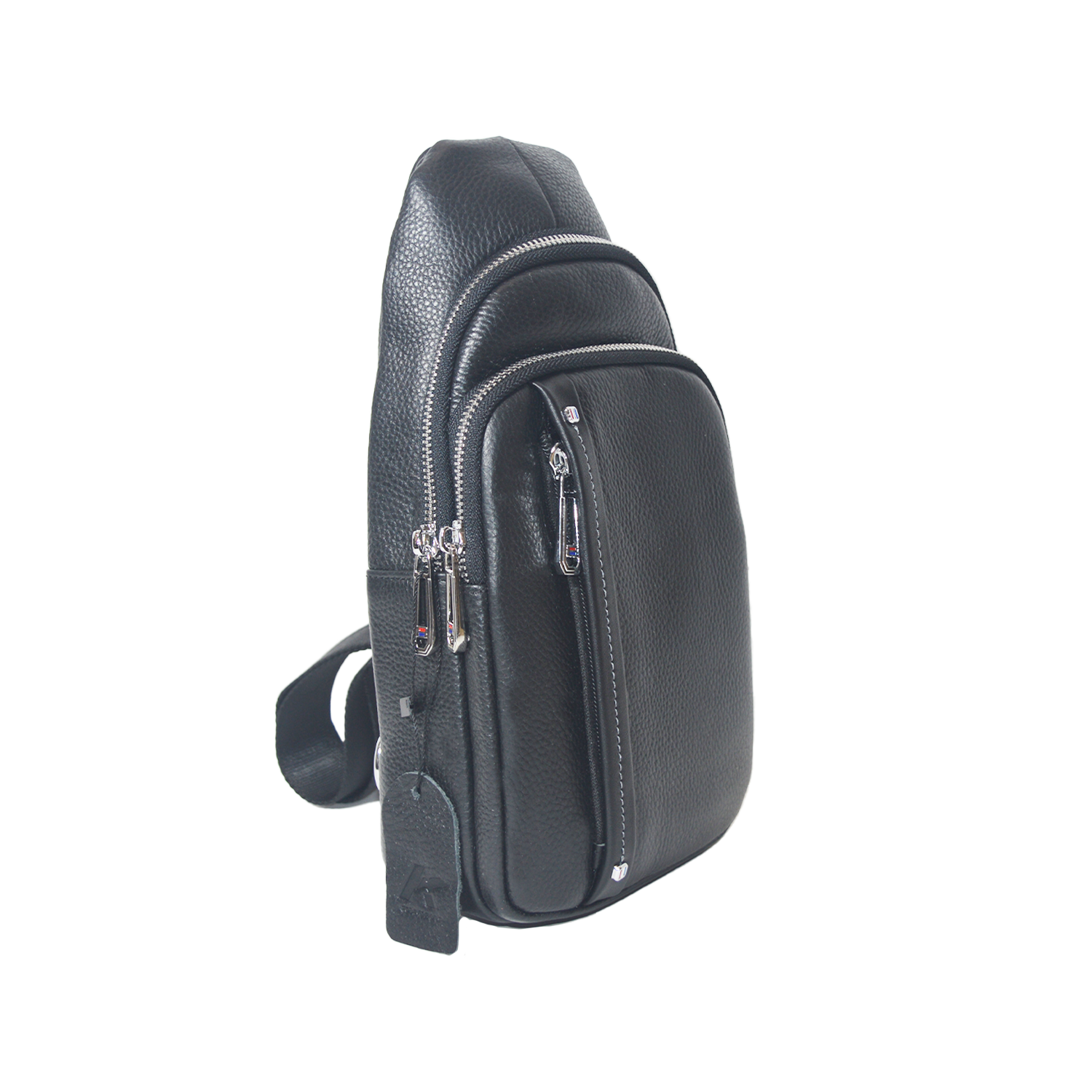 Mens Sling Bag Small Genuine Leather Chest Shoulder Bags Travel Crossbody Casual Daypack Black
