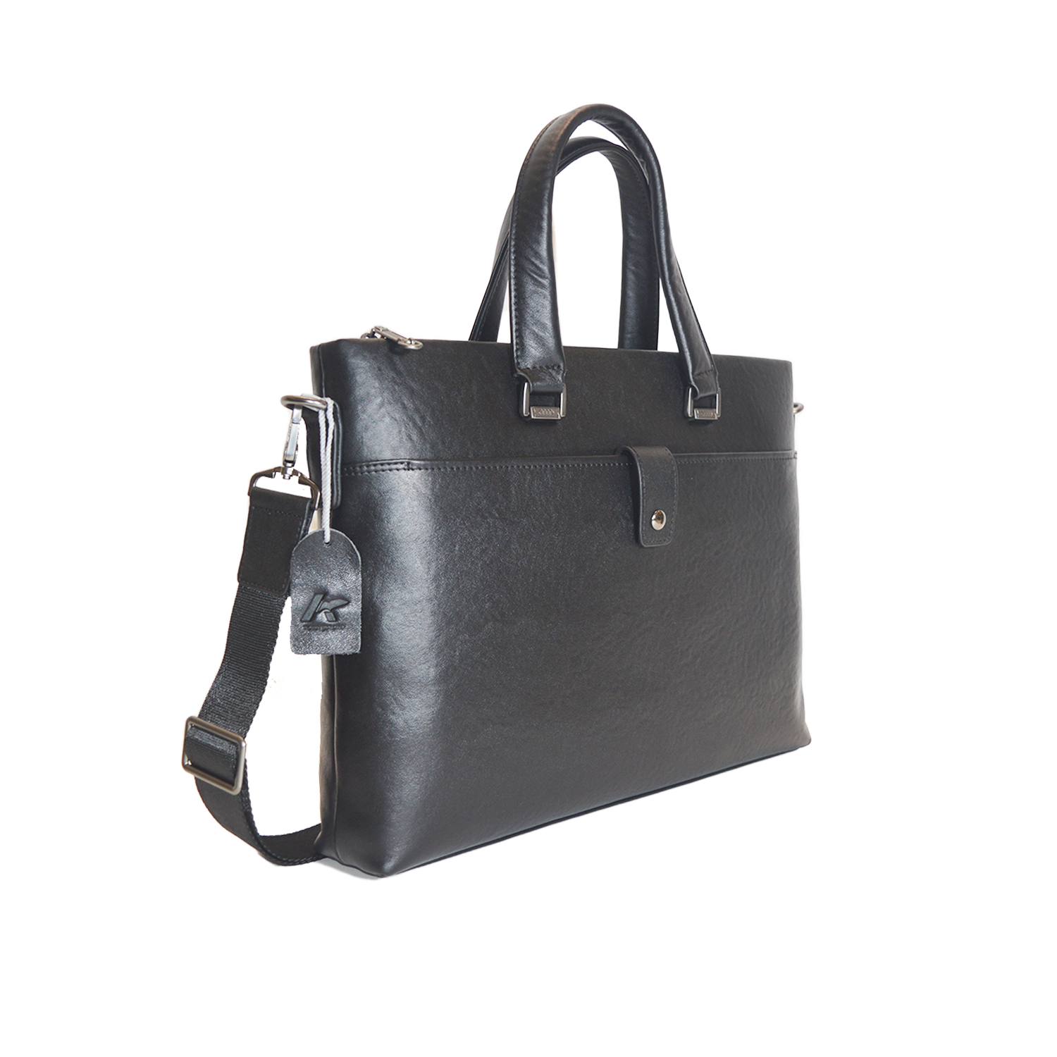 Black Genuine Leather Lawyers Briefcase Shoulder Laptop Business Bags for Men & Women with Magnetic Snap Pocket