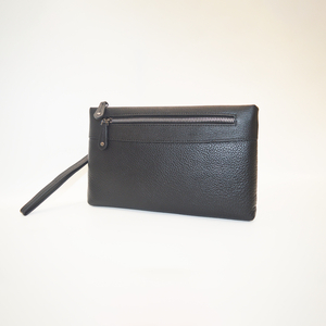 Men's Genuine Leather Envelope Clutch Handbag with Phone Pocket and 6 Card Slots