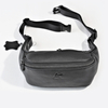 Soft Genuine Leather Sling Bag Crossbody Fanny Pack with Extended Waist Belt Black