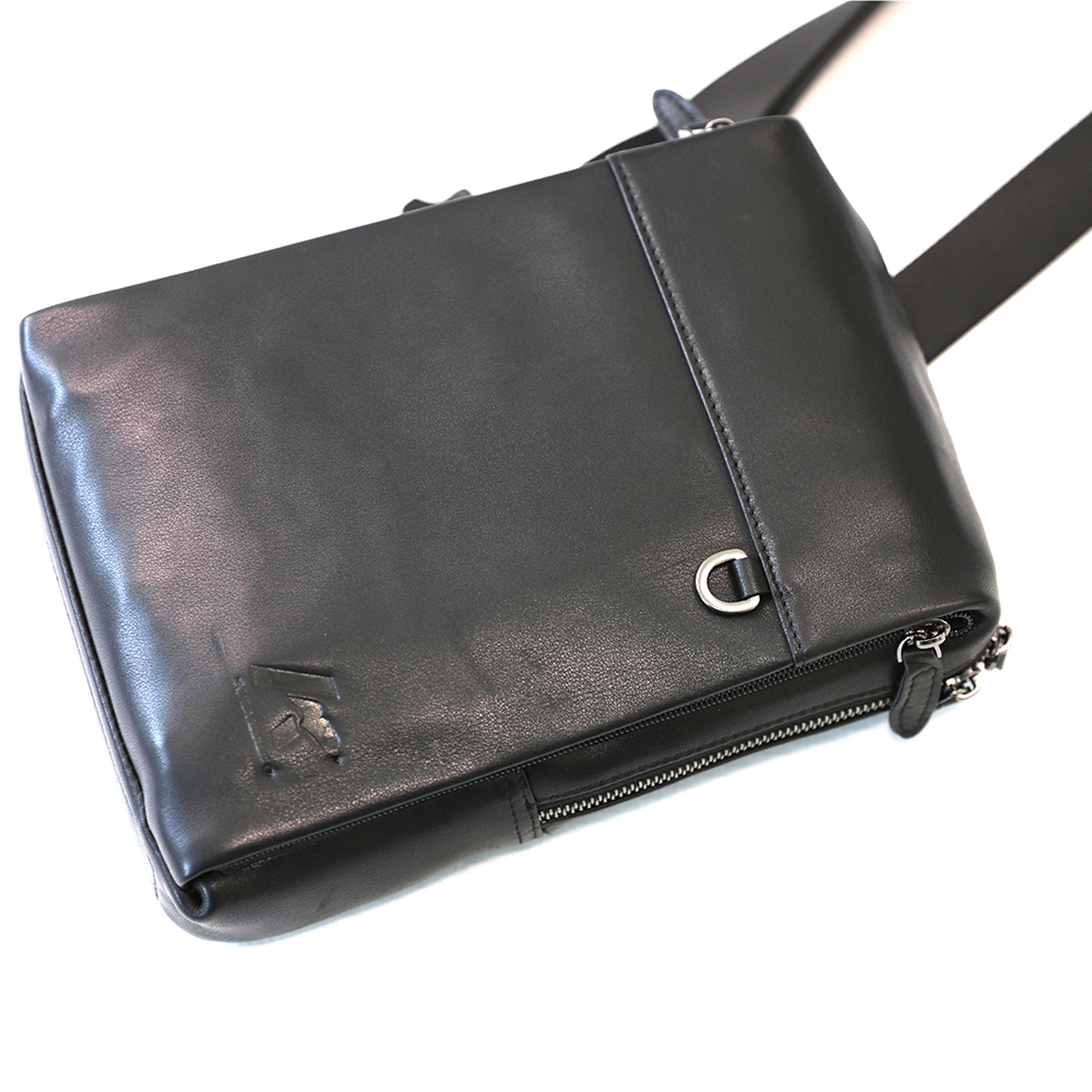 Small Genuine Leather Chest Shoulder Daypack Waterproof Square-shaped Crossbody Bag