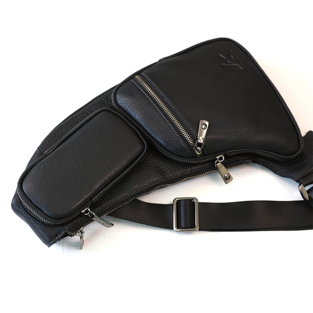 Vintage Leather Sling Bag for Men Crossbody Shoulder Chest Day Pack