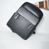 Black Leather Backpack with Big Compartments