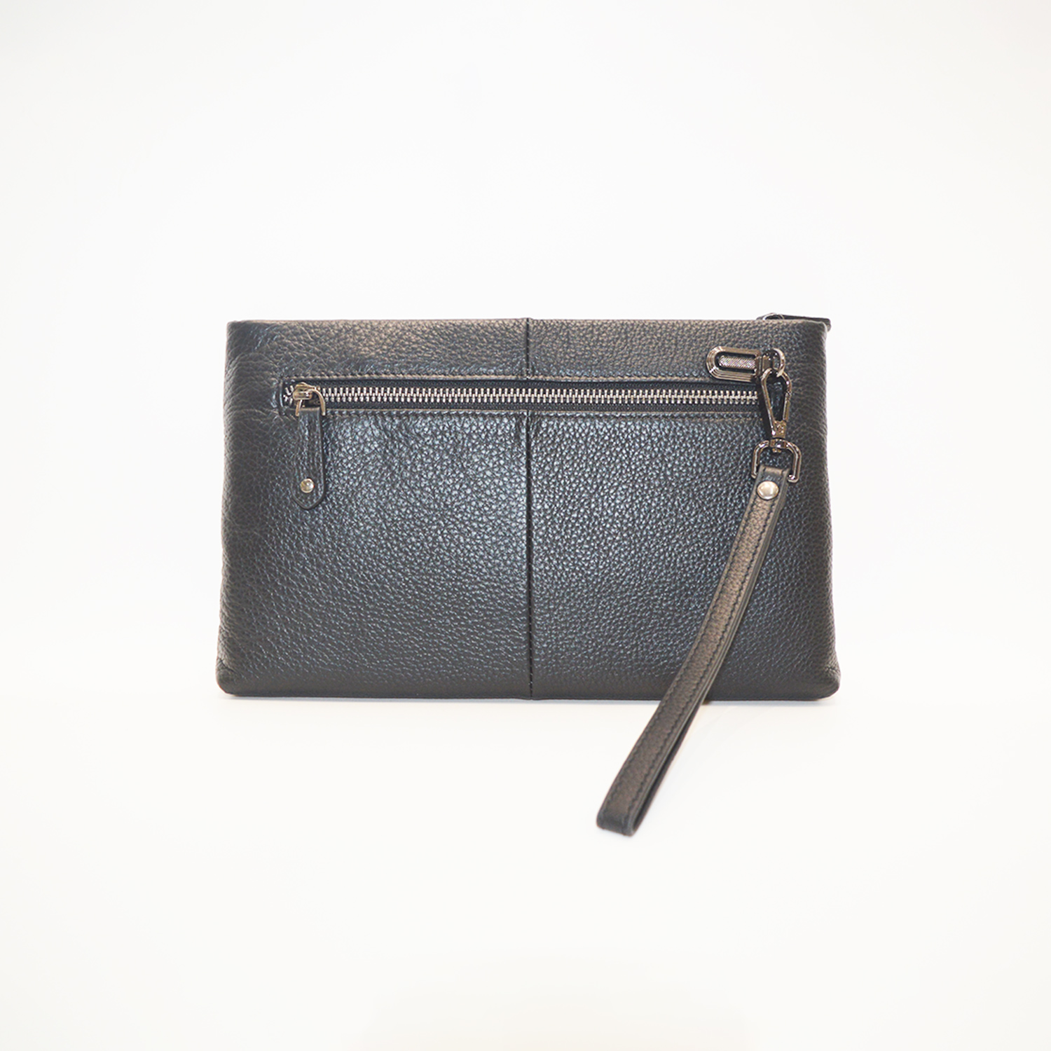 Men's Genuine Leather Envelope Clutch Handbag with Phone Pocket and 6 Card Slots
