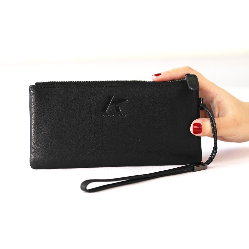 Sheepskin Leather Wristlet Clutch Wallet Purse