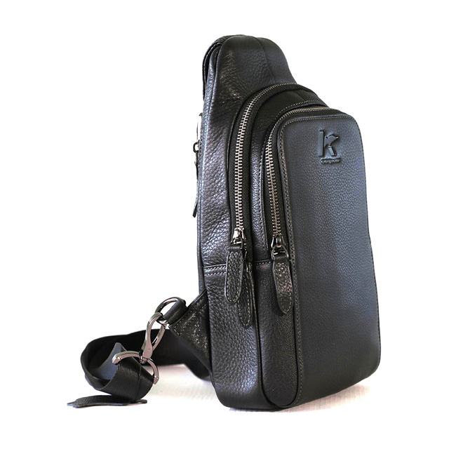 Men's Genuine Leather Sling Bag Chest Shoulder Daypack Waterproof Crossbody Bag