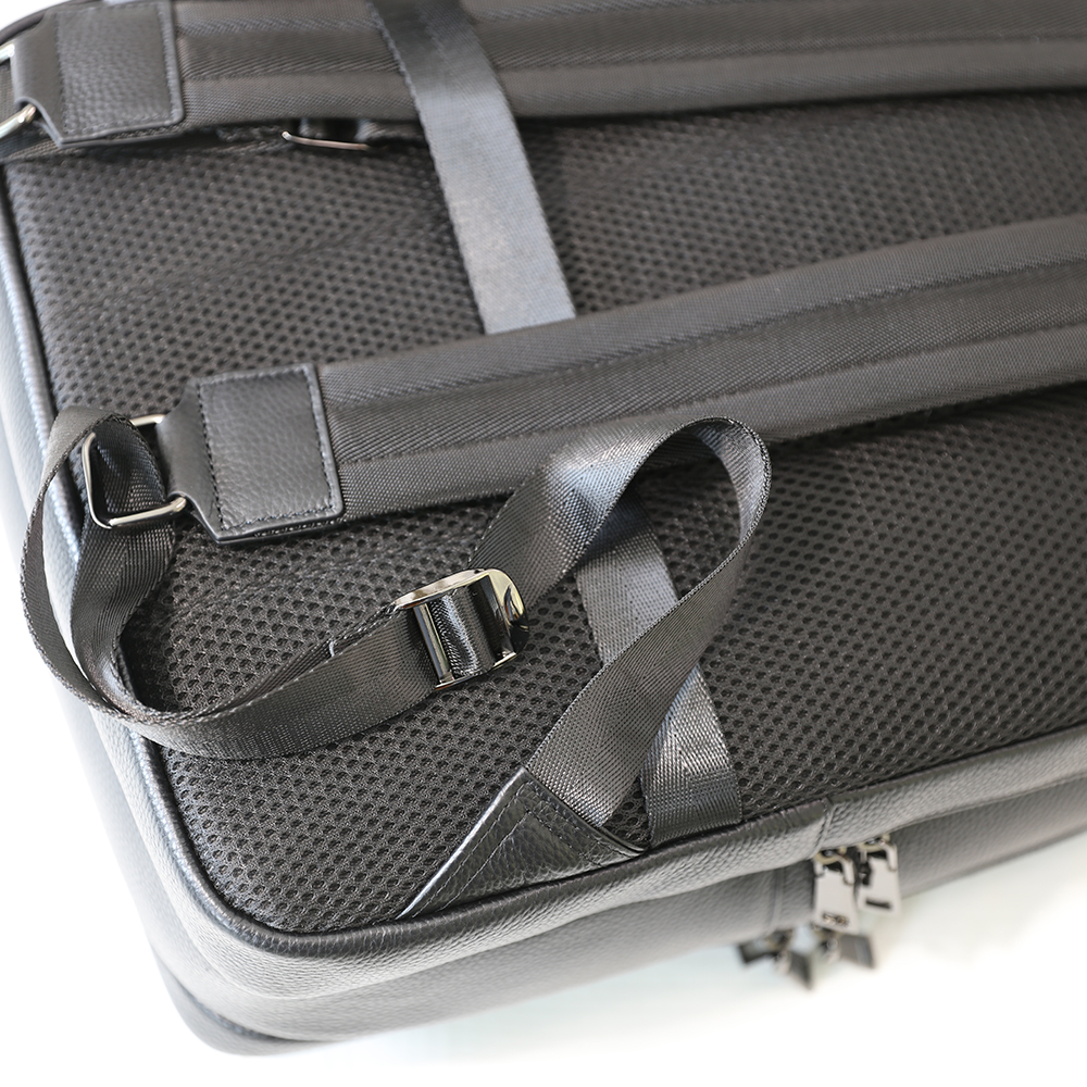 Woven Pattern Genuine Leather Backpack