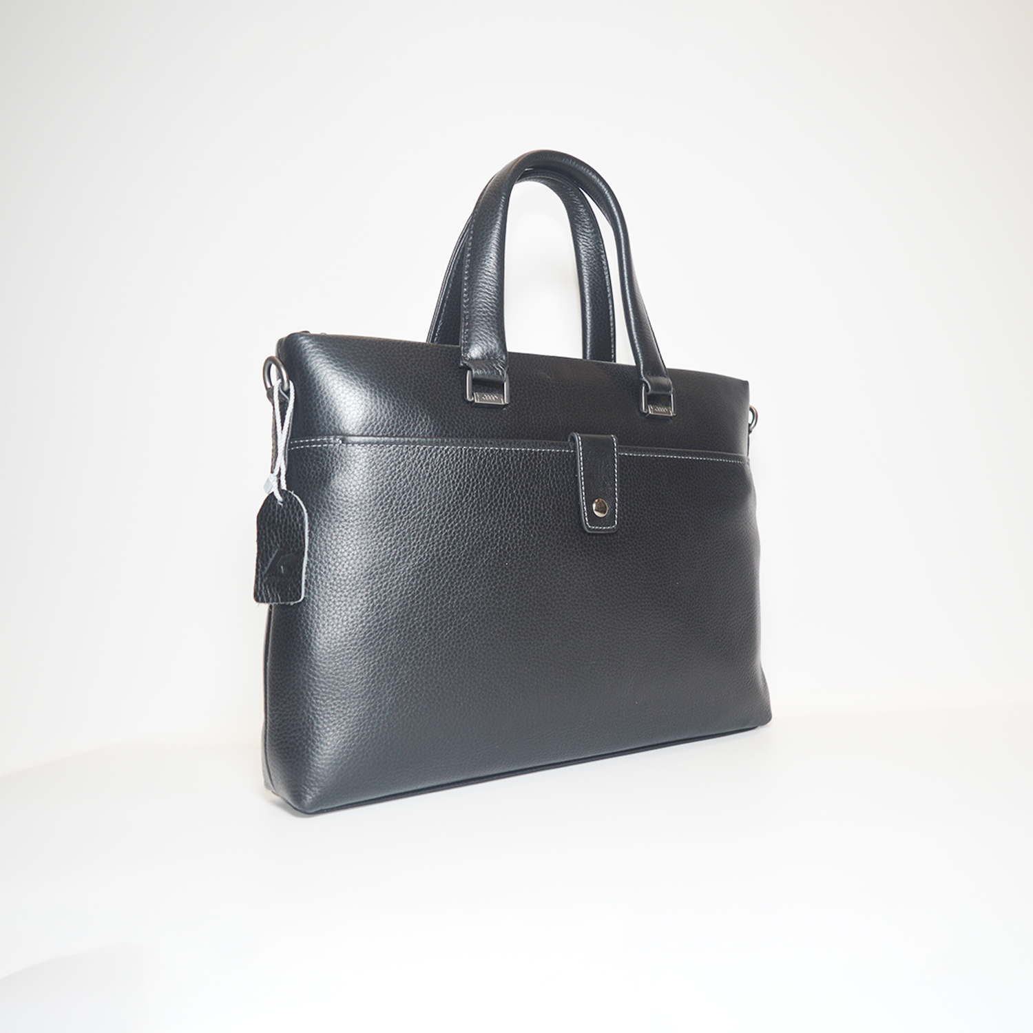 Full Grain Cow Leather Portable Briefcase Bag Laptop Leather Business Bag with Magnetic Snap