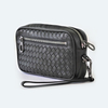 Soft Square-shaped Genuine Leather Weave Handbag Purse Wrist Bag