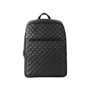 Woven Pattern Genuine Leather Backpack