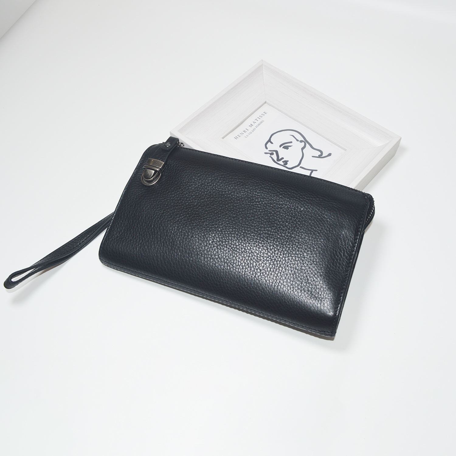 Mens Business Wallet Real Leather Clutch Purse Bag Versatile Anti Theft Clutch Phone Holder Handbag