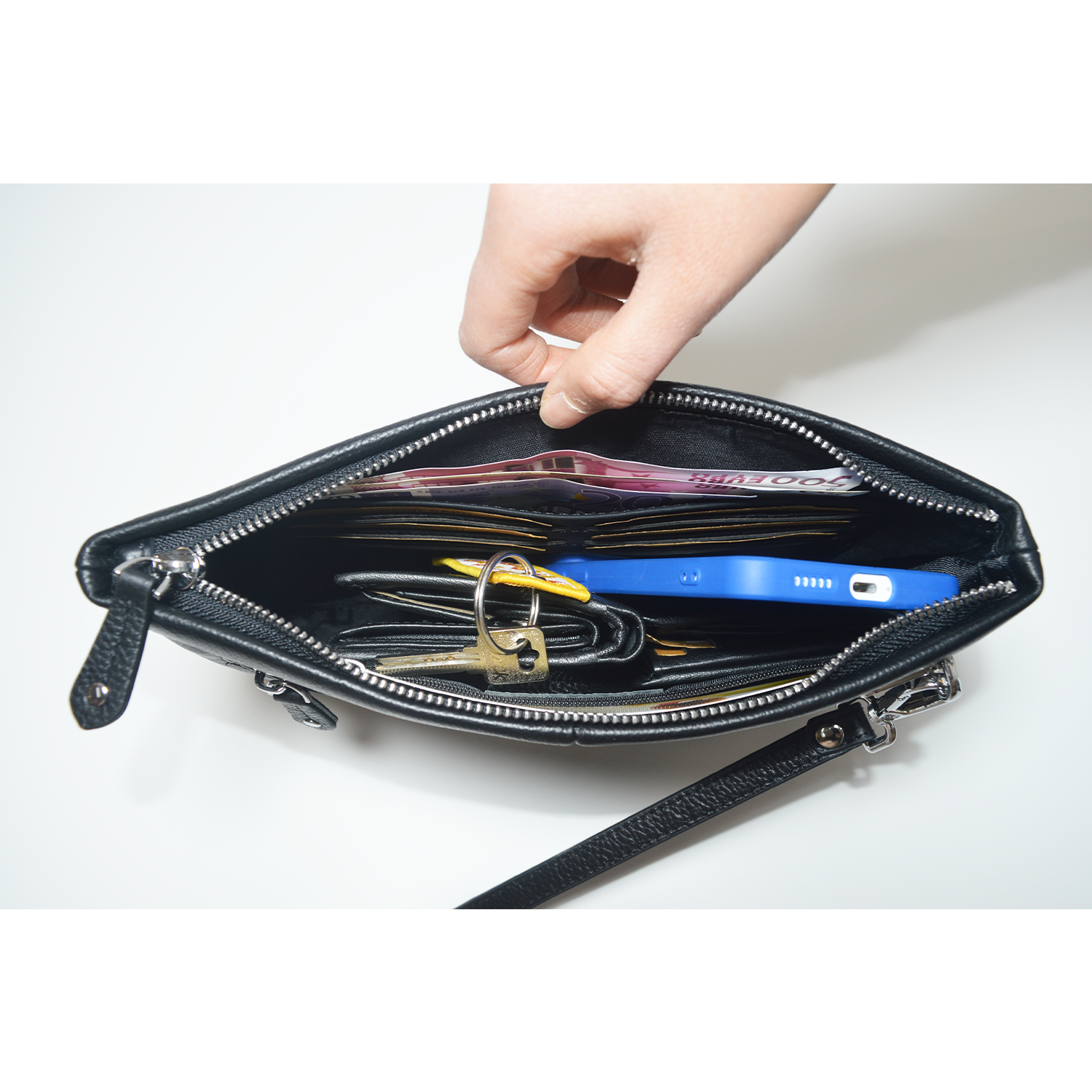 Minimalist Men's Genuine Leather Clutch Bag Business Wrist Wallet Zipper Purse Clutch Bag