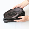 Soft Genuine Leather Weave Handbag Purse Wrist Bag with Double Zipper