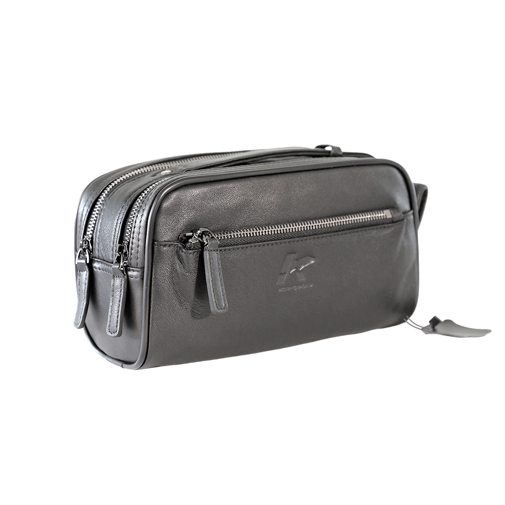 Genuine Leather Wristlet Clutch Handbag Multiple Component with Special Handle